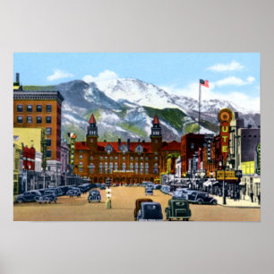 Póster Colorado Springs Colorado Pike Peaks Avenue