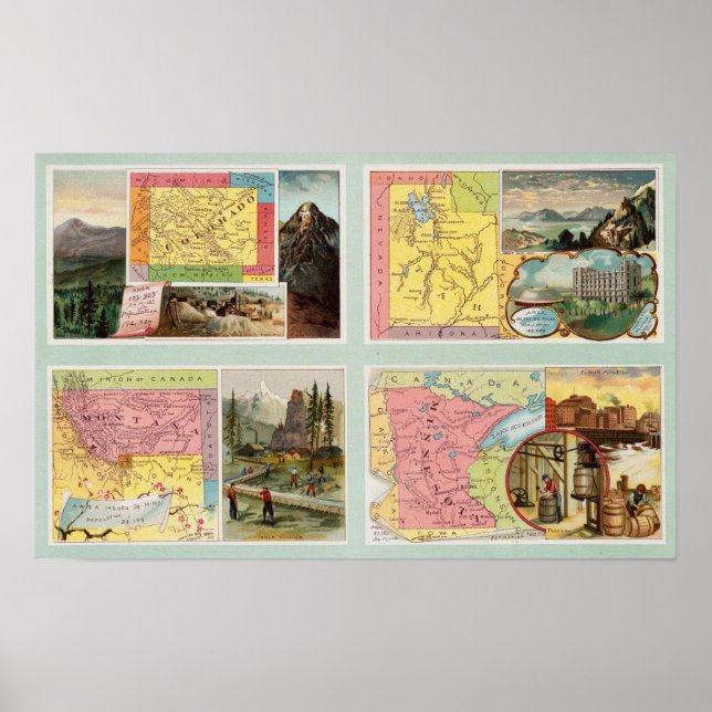 Póster Colorado, Utah, Montana, Minnesota (Frente)
