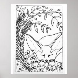 Póster Colorante de 16"x 20" Sleeping Fennec Fox