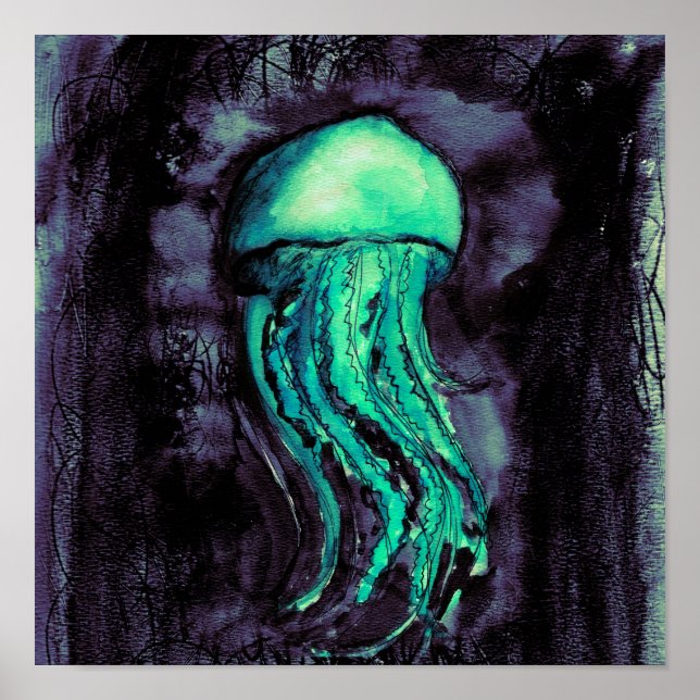 Póster Colorante de agua verde azulada (Frente)