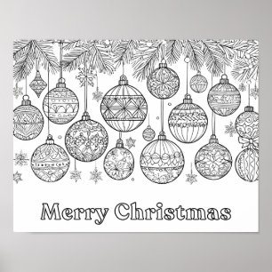 Póster Colorea estas divertidas bolas y adornos de Navida