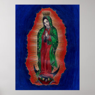 Poster coloreado Guadalupe del arte del lápiz de