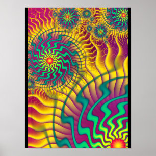 Póster Coloreados Engranajes Abstracto