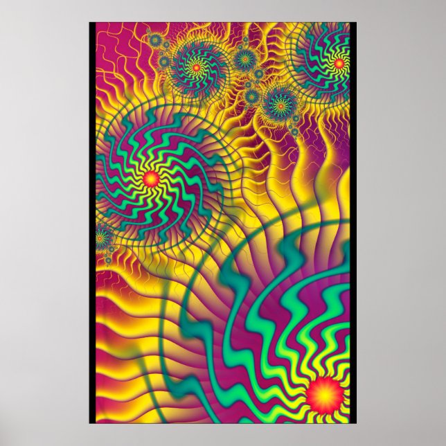 Póster Coloreados Engranajes Abstracto (Frente)