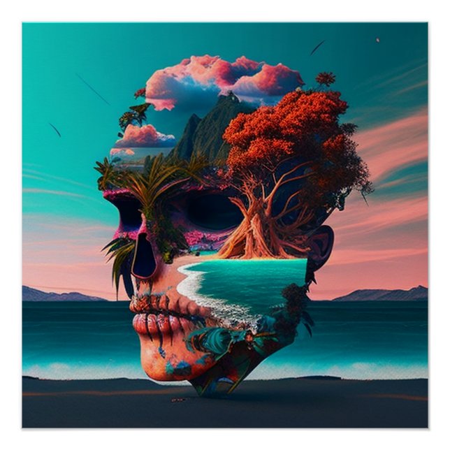 Póster Colored skull head (Anverso)