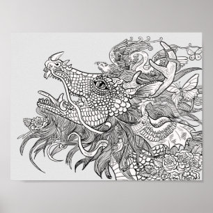 Póster Coloree su propio dragón del encantamiento