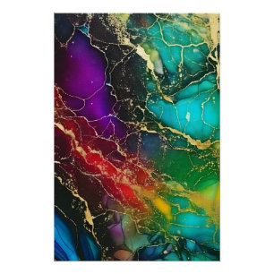 Póster Colores arcoiris Pintura de tinta de alcohol