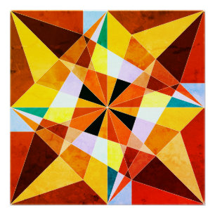 Póster Colores Cálidos Formas Geométricas Angulares Frías