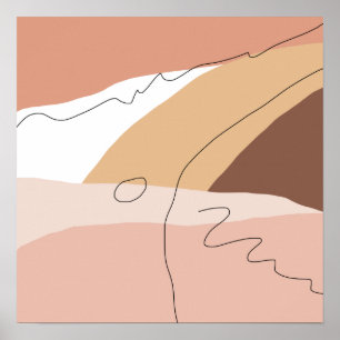 Póster Colores cálidos geométricos abstractos mínimos mod