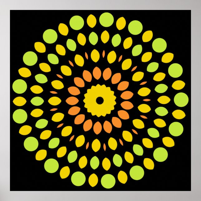 Póster Colores cítricos, verde, amarillo, naranja, (Frente)