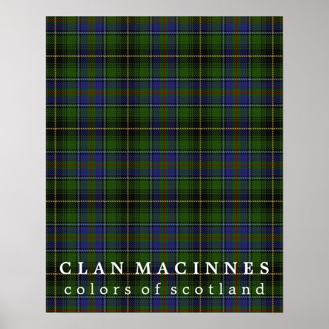 Póster Colores Clan MacInnes de Escocia Tartán (Frente)