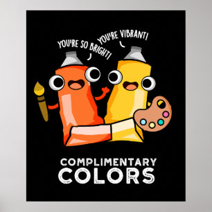 Póster Colores complementarios Gracioso Paint Pun Dark BG
