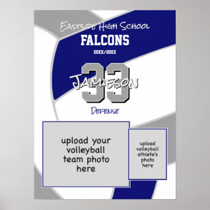 Póster colores conmemorativos del equipo de voleibol gris