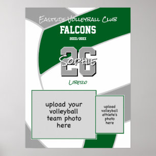 Póster colores conmemorativos del equipo de voleibol gris