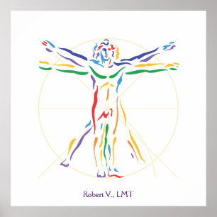 Póster Colores DaVinci Vitruvian Man Chakra