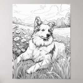 Póster Colores de adultos de perro realistas