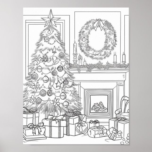 Póster Colores de adultos del árbol de Navidad (Frente)