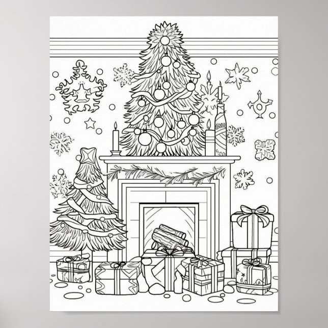 Póster Colores de adultos del árbol de Navidad (Frente)