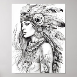 Póster Colores de adultos nativos estadounidenses