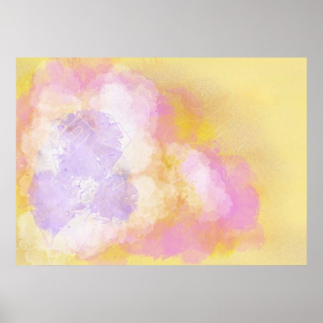 Póster Colores de agua abstractas - Fondo Naranja (Frente)