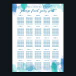 Póster Colores de agua azul verde azulada Tye Bat Mitzvah<br><div class="desc">Un lavado de color azul y verde verde azulado con un toque de morado,  con texto editable. Personalizar para personalizar,  mover o escalar elementos.</div>