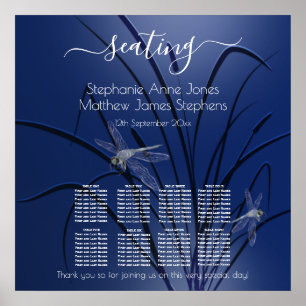 Póster Colores de agua azules Dragonflies 8 Asientos de m