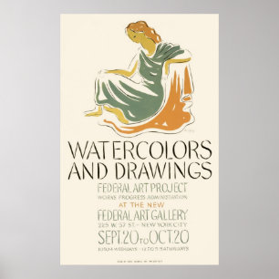 Póster Colores de agua y dibujos