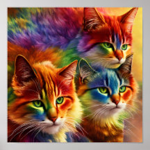 Colores de arcoiris cortos | Gato arcoiris