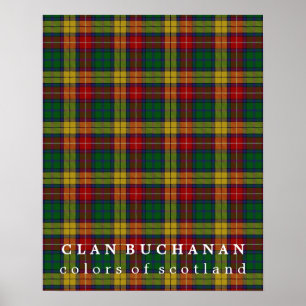 Póster Colores de Clan Buchanan de Escocia Tartán
