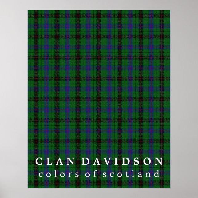 Póster Colores de Clan Davidson de Escocia Tartán (Frente)