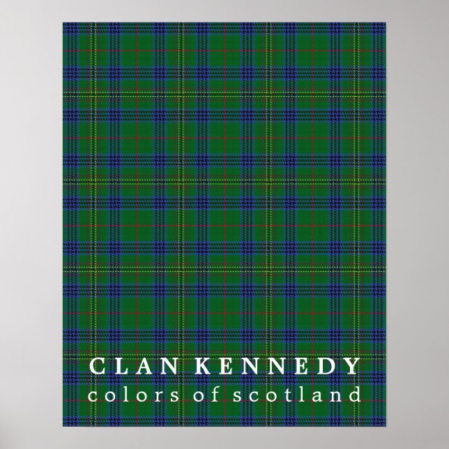 Póster Colores de Clan Kennedy de Escocia Tartán (Frente)