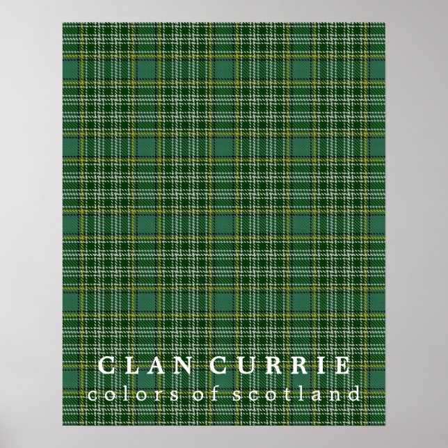 Póster Colores de Currie Clan de Escocia Tartán (Frente)