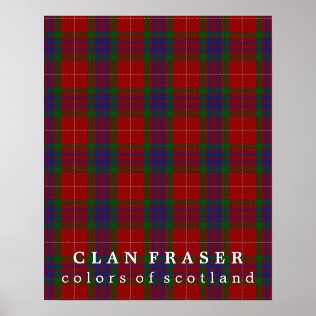 Póster Colores de Fraser de Clan de Escocia Tartán (Frente)