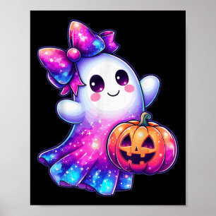 Póster Colores de galaxia de calabaza fantasma de Hallowe