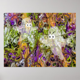 Póster Colores de Halloween con fantasmas
