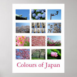 Póster Colores de Japón (azul/blanco/rosa)