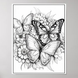 Póster Colores de mariposas/flores