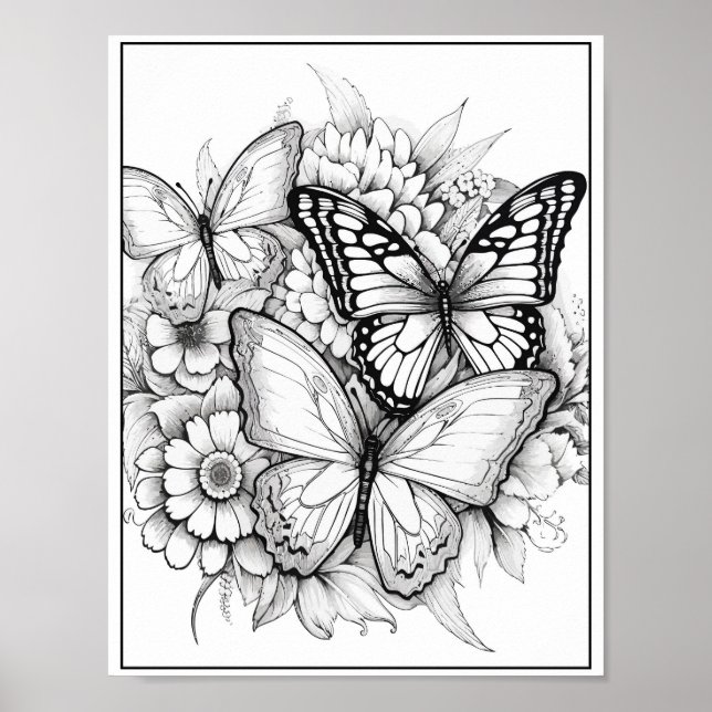 Póster Colores de mariposas/flores (Frente)