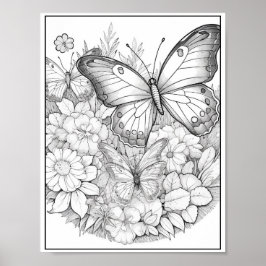 Póster Colores de mariposas/flores