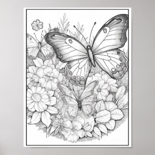 Póster Colores de mariposas/flores