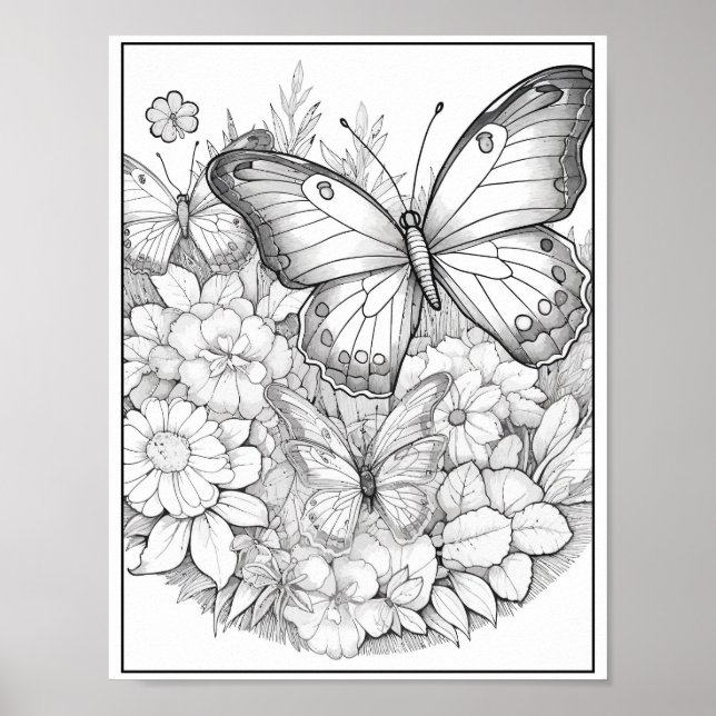 Póster Colores de mariposas/flores (Frente)