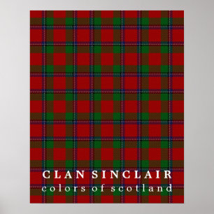Póster Colores de Sinclair del clan del tartán de Escocia