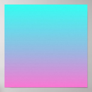 Póster Colores de sirena gradiente rosa morado aqua oscur