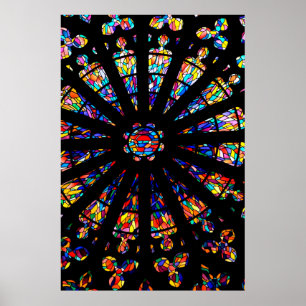 Póster colores de ventanas de vidrio manchado de iglesia