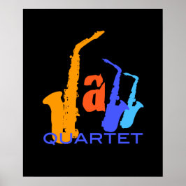 Póster Colores del Ilustracion de saxo de jazz Poster neg