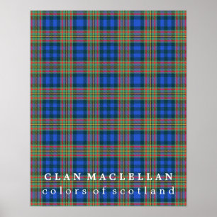 Póster Colores del Tartán Clan MacLellan de Escocia