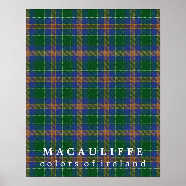 Póster Colores del Tartán MacAuliffe de Irlanda (Frente)