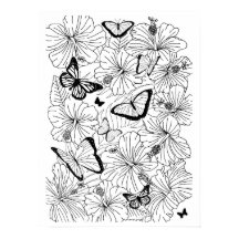 Colores florales tropicales de Hibiscus y Butterfl