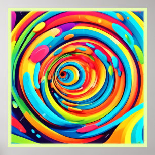 Póster Colores giratorios en túnel psicodélico