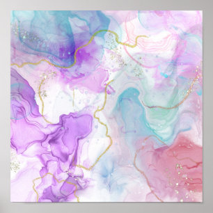 Póster Colores morados, verdes y rosados de color elegant